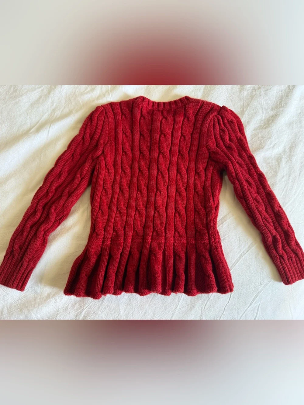 Ralph Lauren Red Cable Knit Button-Up Cardigan